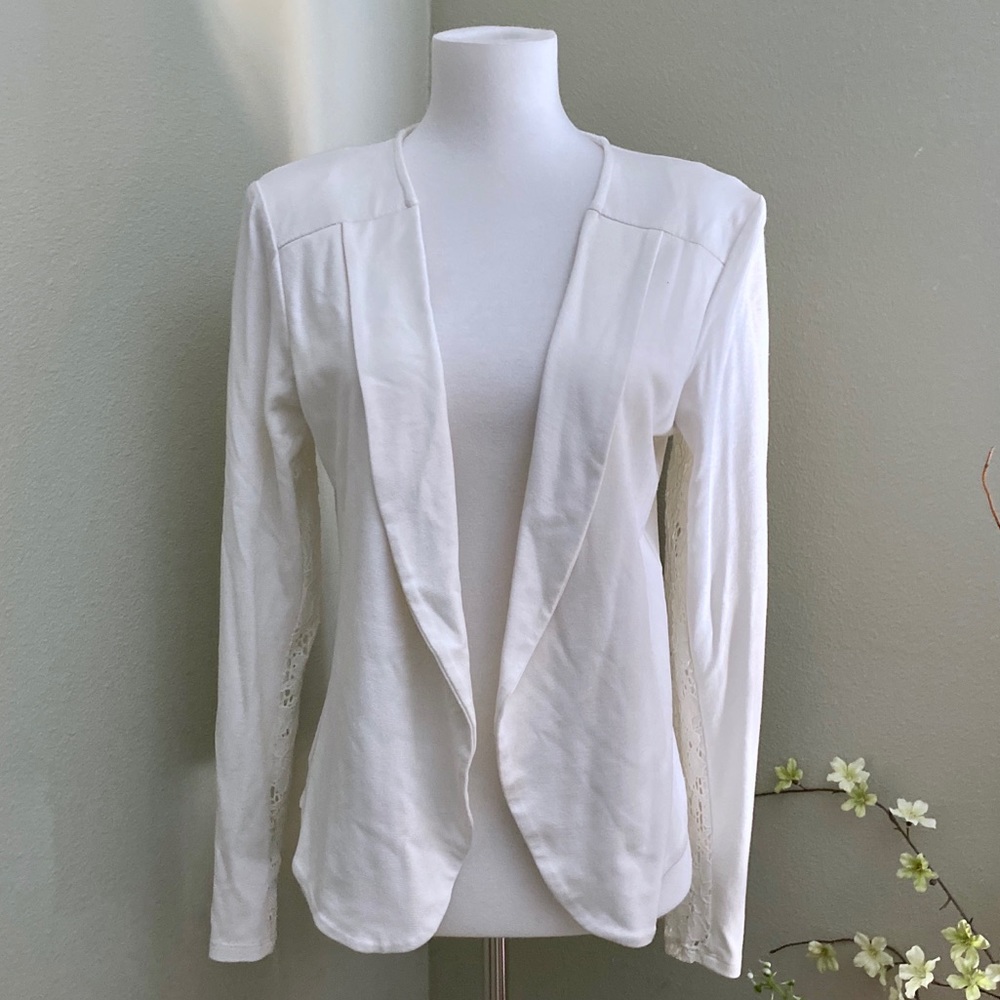 White Lace Knit Blazer